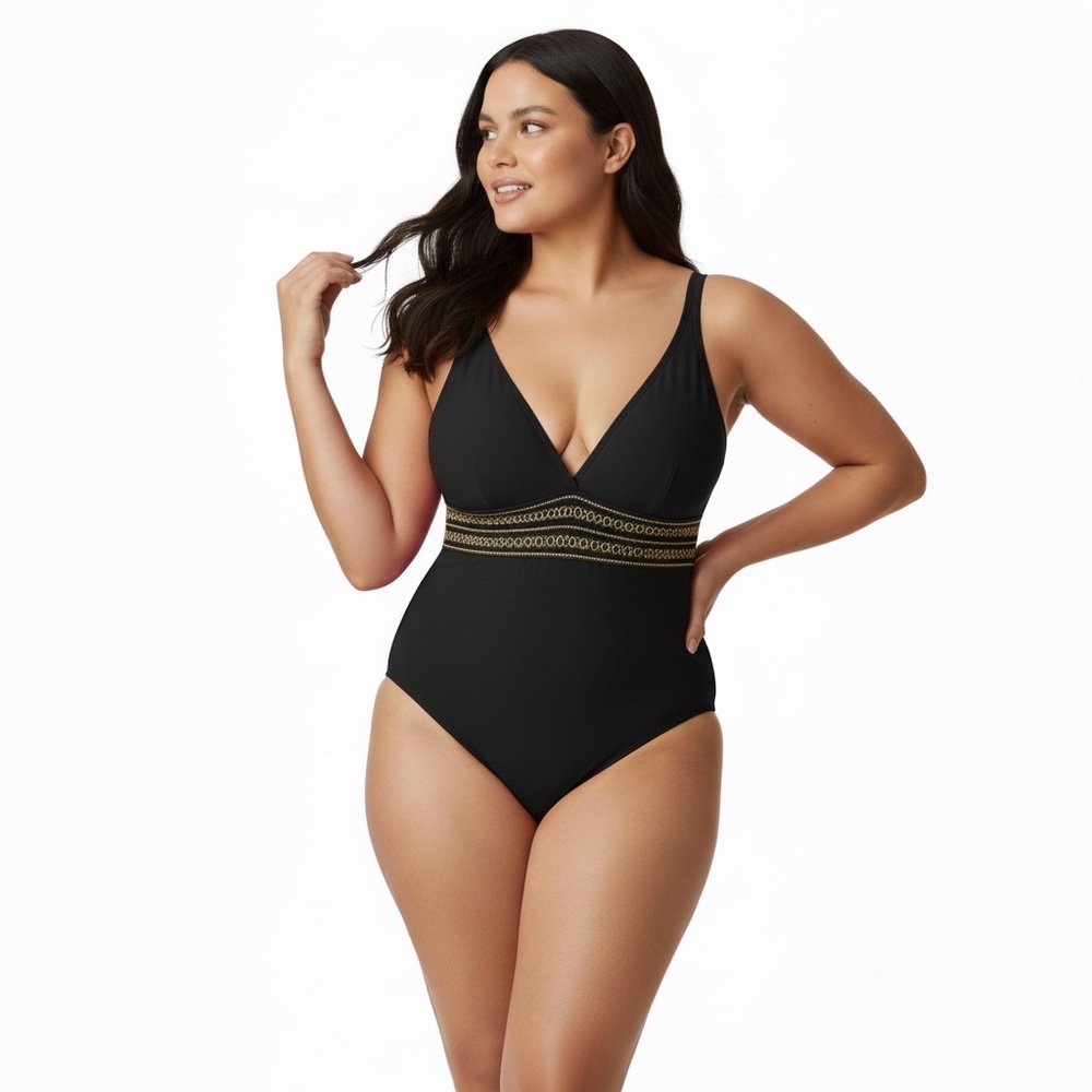Plus Size 22/XL City Chic Womens Swimsuit One Piece  NWOT Black Swimwear